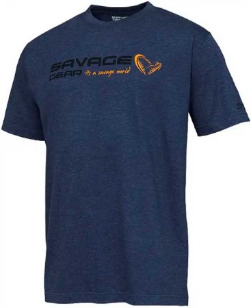 Футболка Savage Gear Signature Logo T-Shirt Blue melange фото