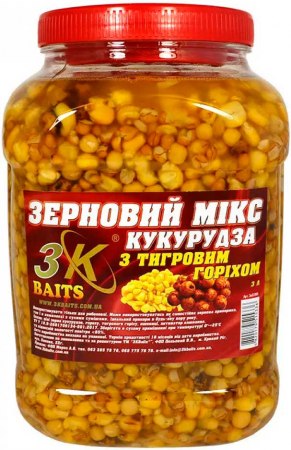 Зернова суміш 3KBaits Зерновий Мікс Кукурудза (з тигровим горіхом) фото