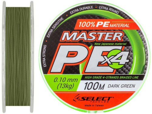 0.10 шнур Select Master PE 100 м темно-зеленый 13кг (18700142) фото