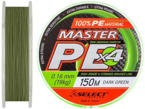 0.16 шнур Select Master PE 150 м темно-зеленый 19 кг (18700175) фото