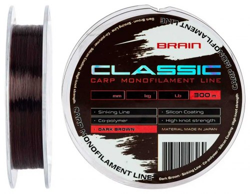 Волосінь Brain Classic Carp Line (dark brown) 300м фото