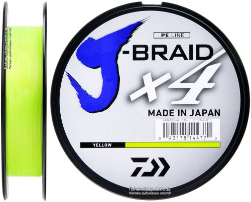 0.13 Шнур Daiwa J-Braid X4E Yellow (12740-013) фото