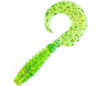 Съедобный силикон FishUP Fancy Grub 2.5" (7 см) #026 Flo Chartreuse/Green (10 шт)