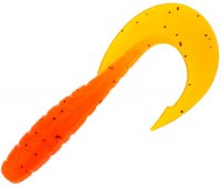 Съедобный силикон FishUP Mighty Grub 3.5" (8.9 см) #049 Orange Pumpkin/Black (7 шт)