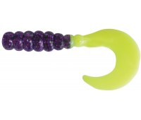 Big Bite Baits Fat Grub 2" Purple Glitter/Opaque Chartreuse (10 шт)