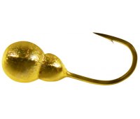 Мормышка вольфрамовая Shark Двойной шарик с отверстием (∅4мм 0.8гр) золото (1шт)