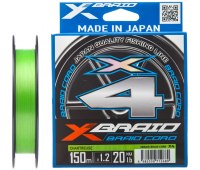 0.296/#3.0 Шнур YGK X-Braid Braid Cord X4 салатовый (150 м) 18.0 кг (40 Lb)