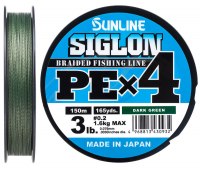 0.132/#0.6 Шнур Sunline Siglon PE х4 темно-зеленый (150m) 4.5кг (10Lb)