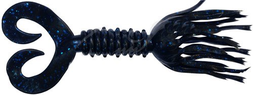 Big Bite Baits Double Tail Skirted Grub 5" Black Blue Flake (1838.01.14) фото