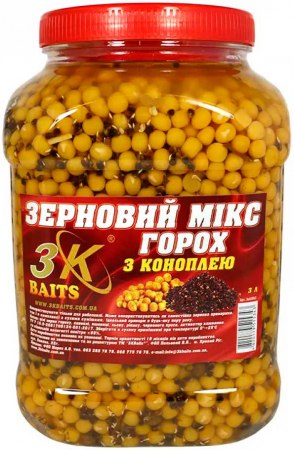 Зерновая смесь 3KBaits Зерновой Микс Горох (з коноплeй) фото