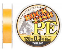 0.09 Шнур Sunline ROCK FISH PE оранжевый (120m) 2.9кг (6Lb)