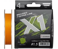 0.205/#1.5 Шнур Favorite X1 PE 4x (150 м) оранжевый (11.4 кг / 25Lb)