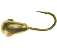 Мормышка вольфрамовая Shark Капля, с отверстием (∅2мм 0.15гр) золото (1шт)