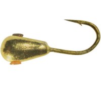 Мормышка вольфрамовая Shark Капля, с отверстием (∅2.5мм 0.21гр) золото (1шт)