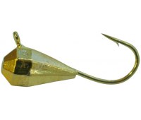 Мормышка вольфрамовая Shark Граненая капля с петелькой (∅4мм 0.42гр) золото (1шт)